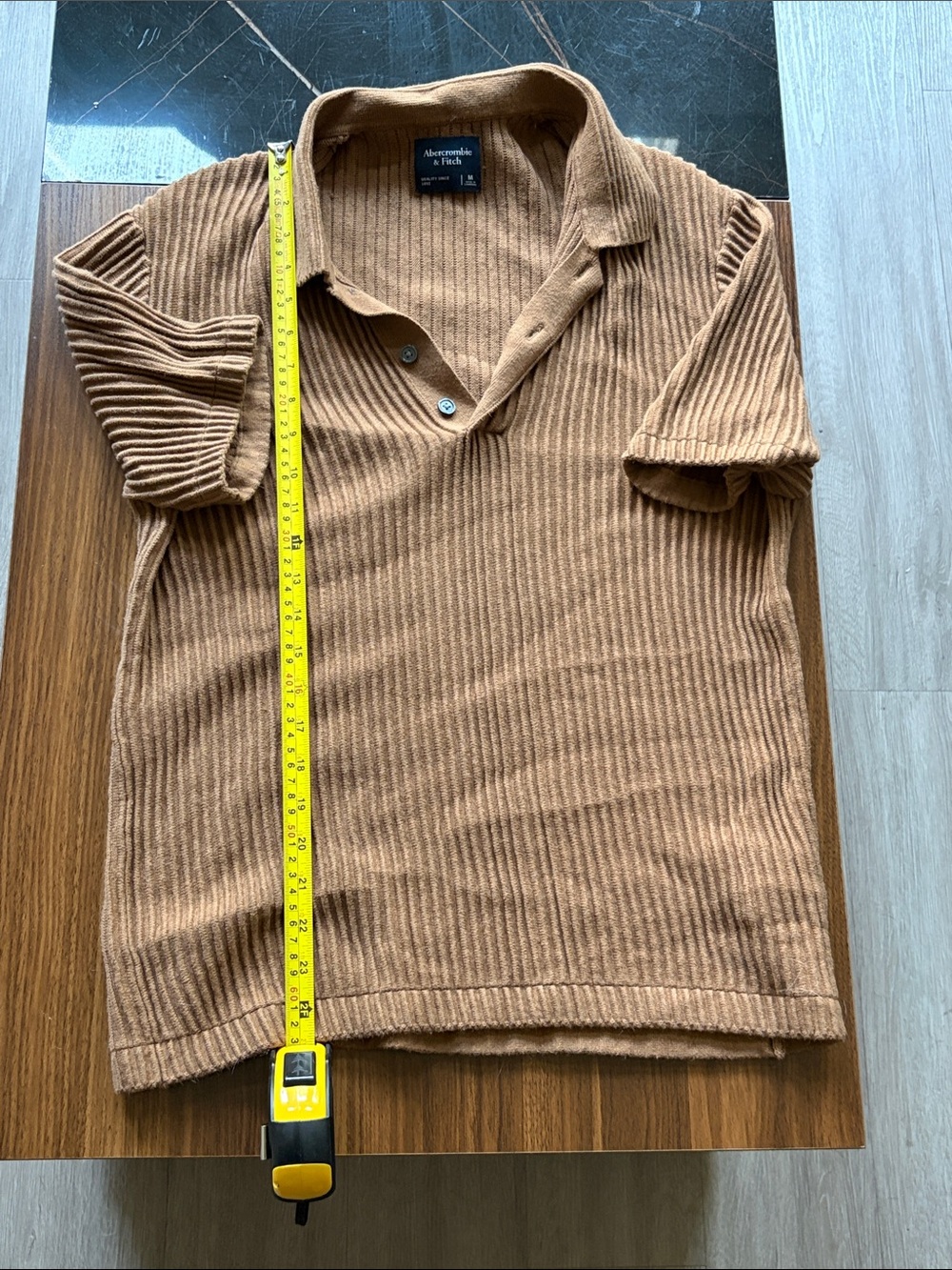 Abercrombie & Fitch Ribbed Polo in Camel